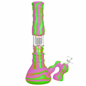 Shop Indestructible 14” Silicone Bong w. Glass Tree Perc & Bubbler Ashcatcher in australian