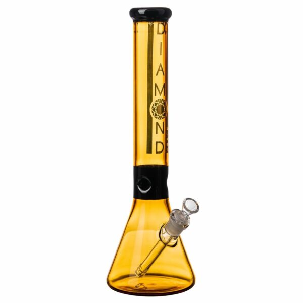 Shop Diamond Glass 15” Black Collared Beaker Bong in australian