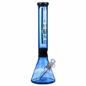 Shop Diamond Glass 15” Black Collared Beaker Bong in australian