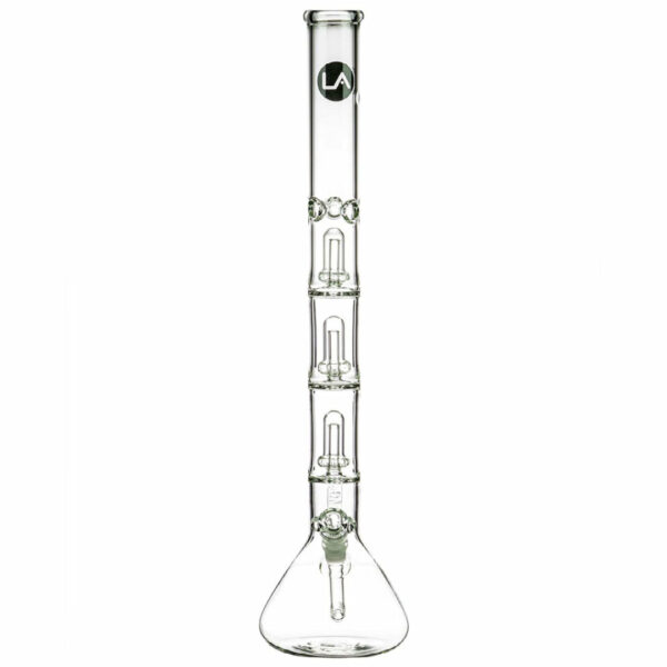 Shop LA Pipes 26” 5mm Thick Triple Showerhead Perc Beaker Bong in australian