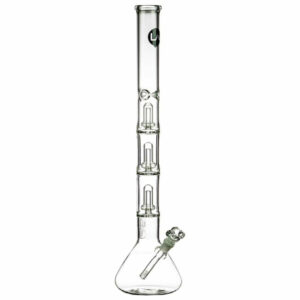 Shop LA Pipes 26” 5mm Thick Triple Showerhead Perc Beaker Bong in australian