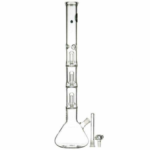 Shop LA Pipes 26” 5mm Thick Triple Showerhead Perc Beaker Bong in australian