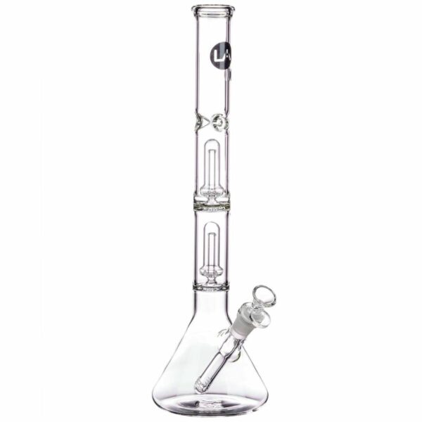 Shop LA Pipes 14” Double Showerhead Perc Beaker Bong in australian