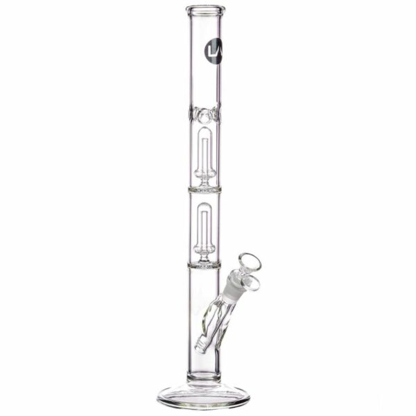 Shop LA Pipes 14” Double Showerhead Perc Straight Tube Bong in australian