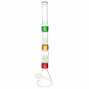 Shop Prism Pipes 25.5” Rasta Double Tree Perc Beaker Bong in australian