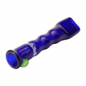 Shop Blazing Blue Glass Honeycomb Screen Chillum Pipe in australian