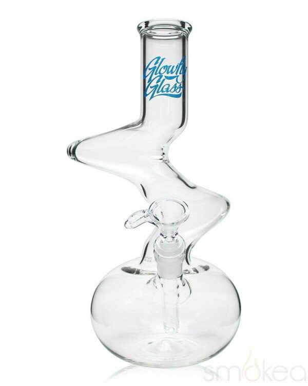 Shop Glowfly Glass 13" Clear Double Zig Zag Bong in australian